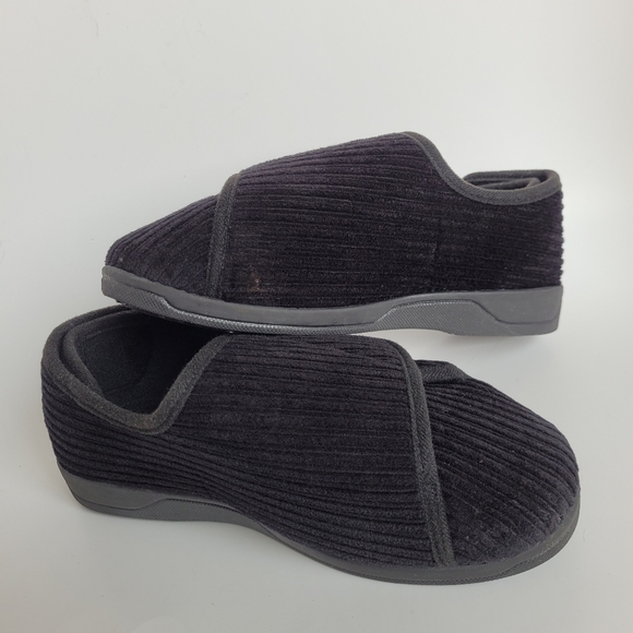 Comfortable Cozy Adjustable Corduroy Slippers Black size 8 - Picture 7 of 12